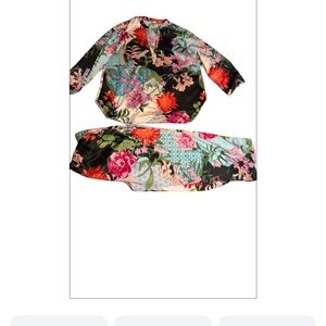 Floral Long Sleeve Top and Skirt Set